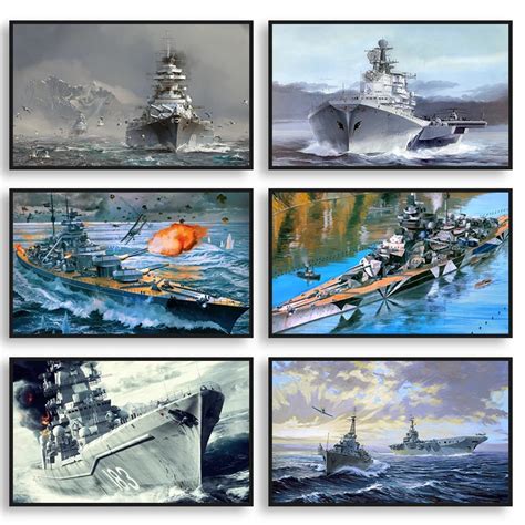 Bismarck Classe Navio De Guerra Série World Of Warships Pintura Em Tela