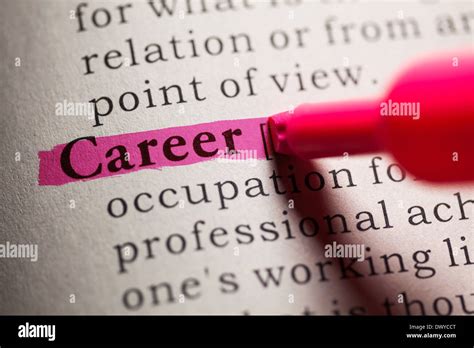 Fake Dictionary Definition Of The Word Career Stock Photo Alamy