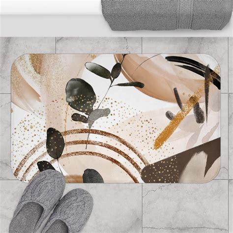 Tuniu Abstract Art Bath Matmodern Boho Bath Matabstractblack Beige