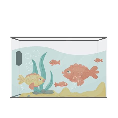 Premium Vector Home Aquarium With Fishes Fish Tank Vector Cartoon