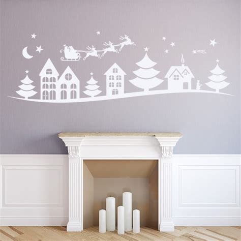 Santa Reindeer Christmas Village Wall Sticker