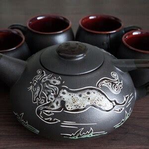 Handmade Ceramic Tea Set Engraved And Painted Teapot Ceramic Etsy