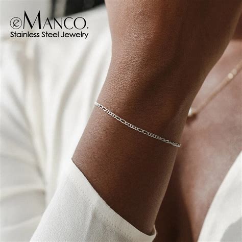 EManco Jewelry Silver Color Width 4 6 8MM Stainless Steel Chain