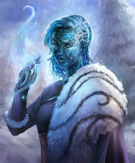 Artstation Water Ice Genasi Circle Of Stars Druid Commission In