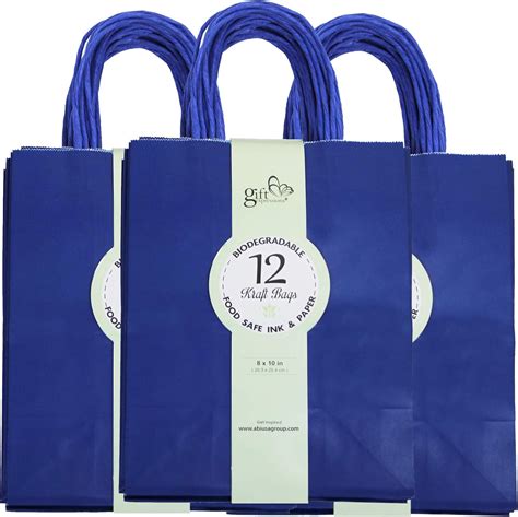 Amazon 36CT Royal Blue Kraft Paper Gift Bags Bulk With Handles