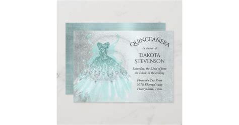 Fairy Wing Gown Luxe Mint Green Pearl Aqua Sheen Invitation Zazzle