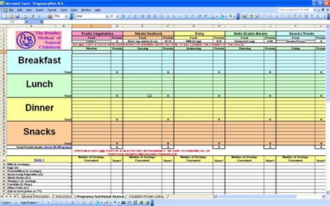 Diet Chart Excel Sheet Ponasa