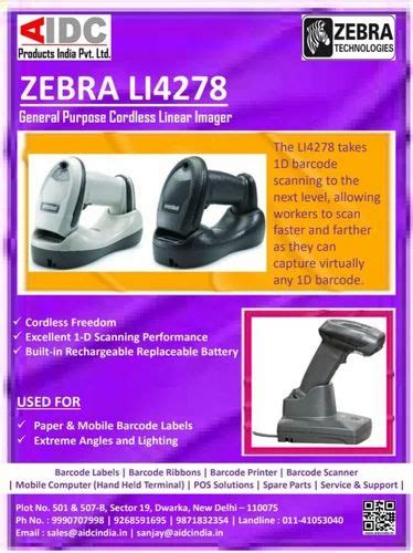 Handheld Wireless Barcode Scanner Zebra Li4278 Bluetooth Wireless