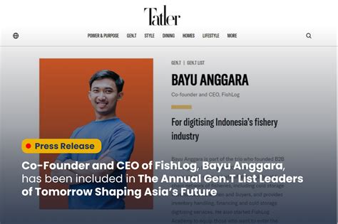 Co Founder Dan CEO FishLog Bayu Anggara Telah Terpilih Sebagai Salah