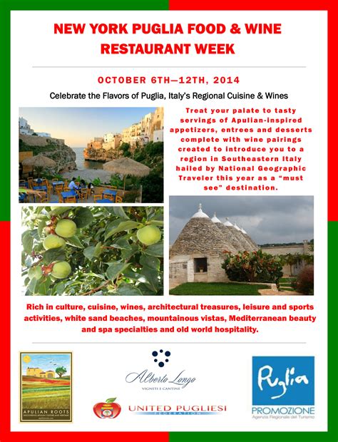 New York Puglia Food & Wine Restaurant Week, Oct. 6-12, 2014 « Puglia ...