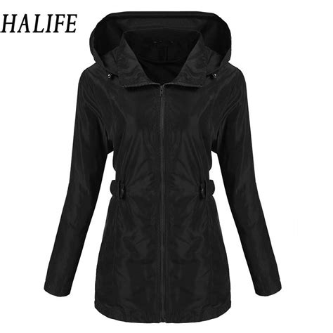 Halife Plus Size Trench Coat For Women Long Sleeve Autumn Hooded Long