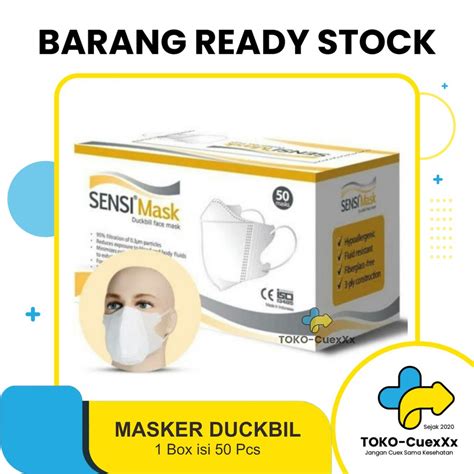 Jual Masker Sensi Duckbill Box Isi Pcs Face Mask Warna Putih