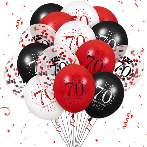 Amazon.com: 70th Latex Birthday Balloons, 16Pcs Red Black Happy 70th Birthday Balloons, Red ...