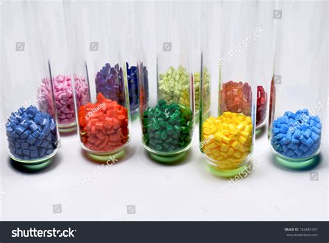 Several Dyed Polymer Resins Test Glasses Stock Photo 162681437