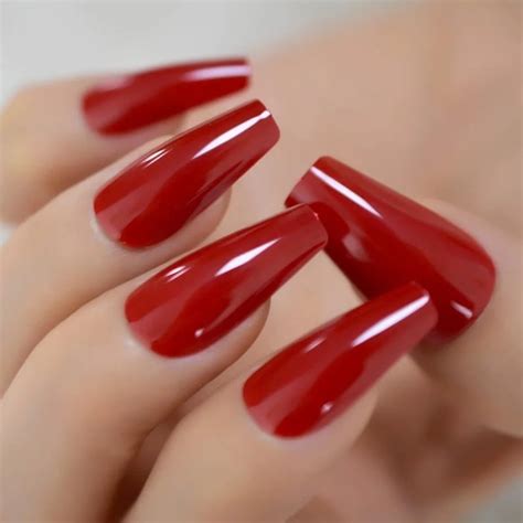 Eda Luxury Beauty Red Press On Nails Tapered Classic Elegant Etsy