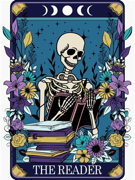 Funny Tarot Card With Skeleton The Reader Sticker For Sale By