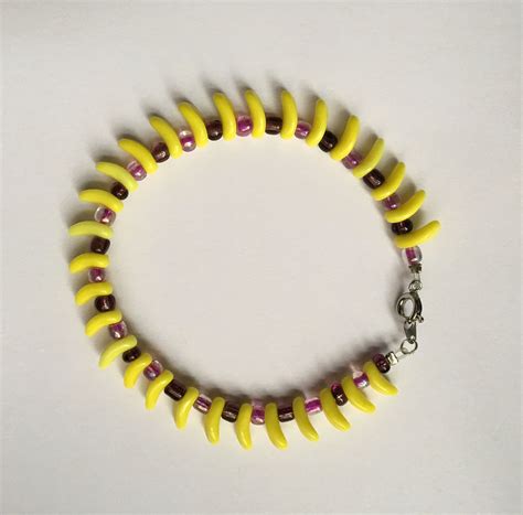 Yellow Banana Bead Bracelet Handcrafted Jewelry Banana Beaded