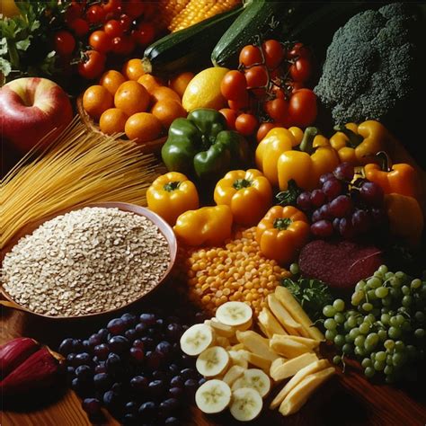 A Colorful Assortment Of Fresh Fruits Vegetables And Grains