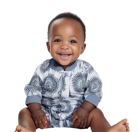 Premium AI Image Smiling African Baby Boy Sitting Isolated On White