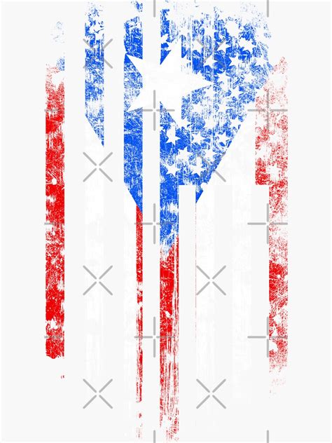 Puerto Rico And America Flag Combo Distressed Design Sticker By Ockshirts Redbubble