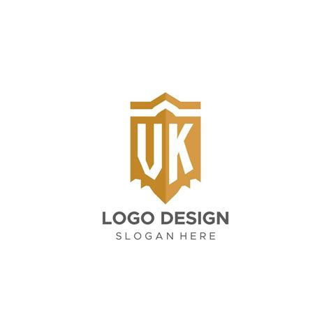 Monogram VK Logo With Shield Geometric Shape Elegant Luxury Initial