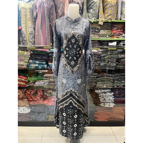 Jual Couple Gamis Aluna Jumputan Palembang Bahan Valvet Printing