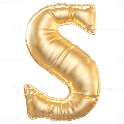 Gold Bubble Letter S Font 3d Render 36305089 Png