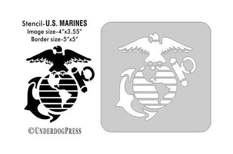 Stencil U S Marines X Inch Image On X Border Size Etsy