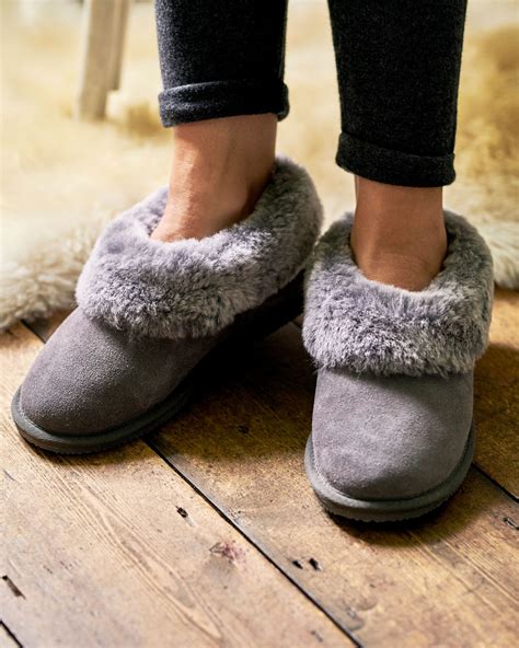 Grey Womens Short Sheepskin Slipper Boot Woolovers Us