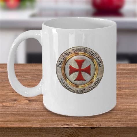 Knights Templar Cross Coffee Mug Non Nobis Domine Sed Nomini Tuo Da