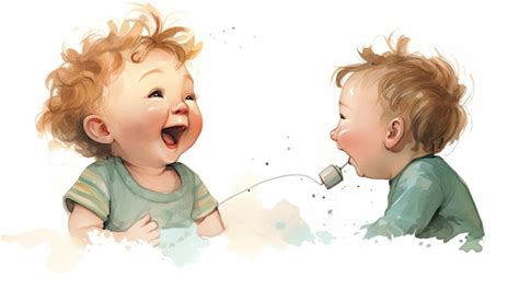 Premium Ai Image Cute Baby Cartoon Water Color Illustration Smiling