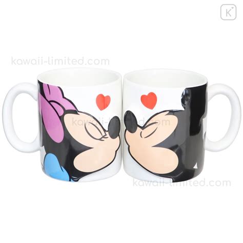 Japan Disney Ceramics Mug Set Mickey Mouse Minnie Mouse Kiss