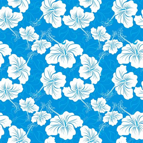 Seamless Background With Hibiscus Flower Hawaiian Patterns Stock