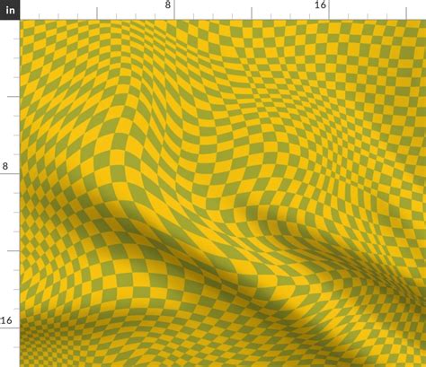 Trippy Checkerboard 70s Green And Burnt Fabric Spoonflower