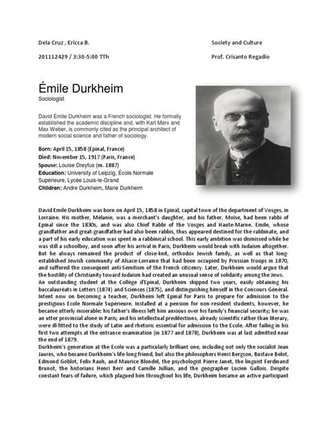 Emile Durkheim Pdf Émile Durkheim Sociology