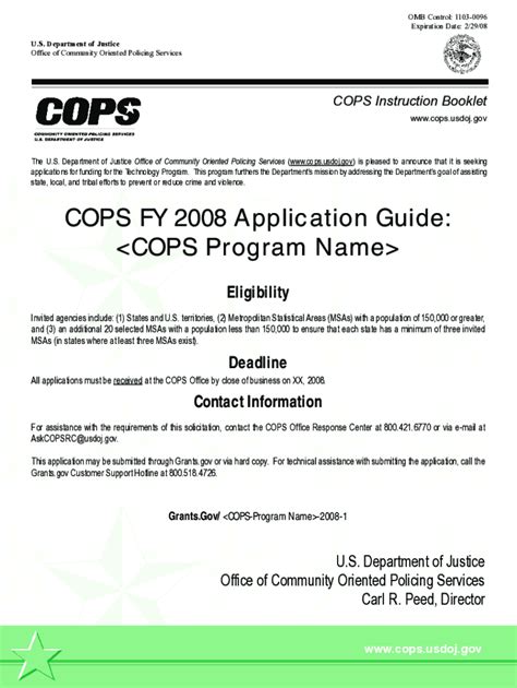 Fillable Online COPS FY 2008 Application Guide Fax Email Print PdfFiller