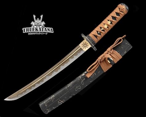 Militaria Handmade Pattern Steel Full Tang Real Japanese Aikuchi Tanto