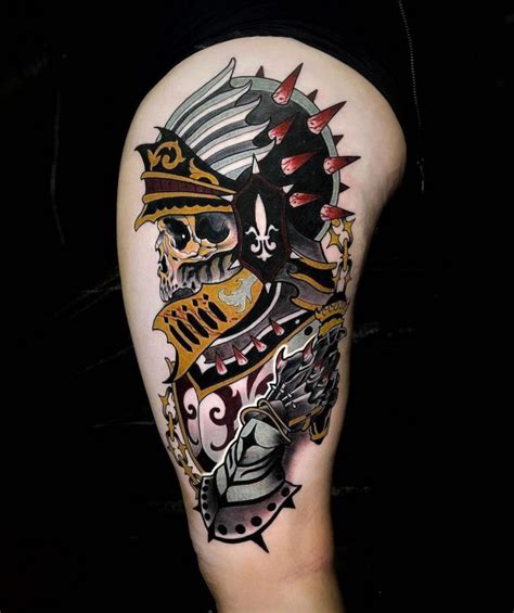 Neo-Traditional Skull Knight Tattoo - Best Tattoo Ideas Gallery