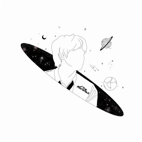 Jin The Astronaut Drawing Astronaut Drawing Mini Canvas Art Bts