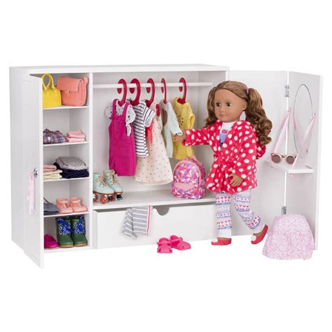 Our Generation Wooden Wardrobe Fashion Closet For 18 Inch Dolls