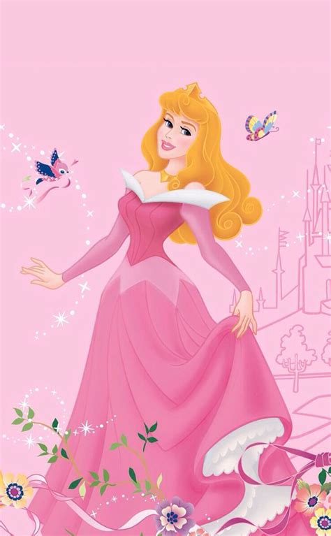 The Princess In Her Pink Dress Is Standing Next To Some Flowers And