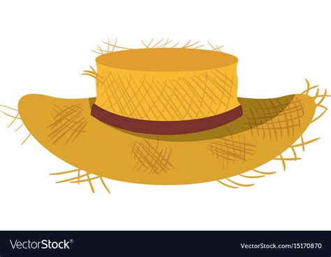 White background with straw hat with ribbon Vector Image