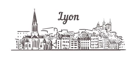 Premium Vector | Lyon skyline sityscape