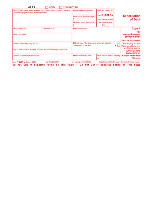 Irs Form 1099 C Cancellation Of Debt Fill Out And Sign Online Dochub