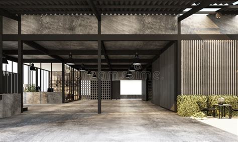 Modern Industrial Warehouse with Working Space and Living Area Factory with Concrete and Metal ...