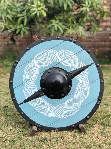 Nauticalmart Medieval Wood Viking Shield Full Size In Glacier Blue And