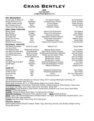 Craig Bentley Acting Resume Pdf