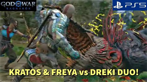 God Of War Ragnarok Kratos Vs Dreki Duo Boss Gmgow Ps Youtube