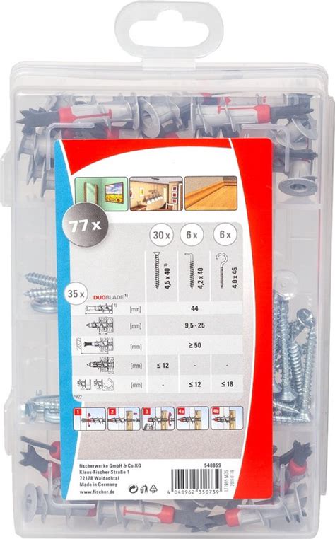 Fischer Profi Box DuoBlade Gipsplaatpluggen Met Schroeven En Haken Bol