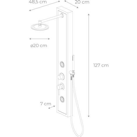 Colonna Doccia Idromassaggio K2O Lusso Zen 20x7x127cm Con Rubinetto 2